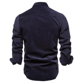 Camisa Casual Masculina Elaborada em Veludo