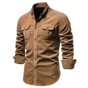 Camisa Casual Masculina Elaborada em Veludo